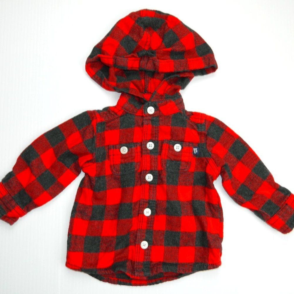 Boys 6 Months Buffalo Plaid Hooded Button Shirt